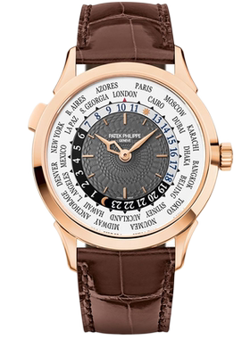 [9.8新]百达翡丽复杂功能时计18K玫瑰金世界时手表男表5230R