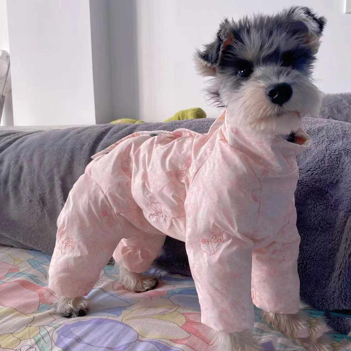 加厚小母狗四脚包肚衣冬季保暖宠物狗衣服泰迪比熊小型犬服装秋冬