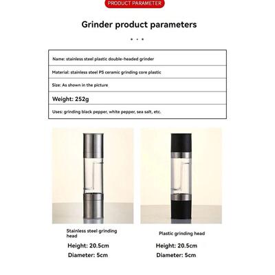 Salt and Pepper Grinder 2 in 1 Manual Stainless Steel Salt P