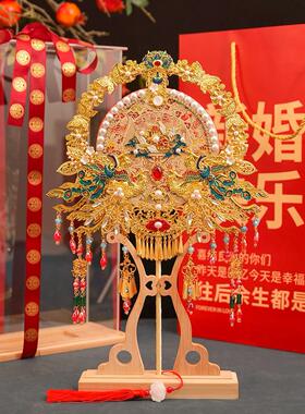 新娘结婚秀禾服团扇成品双面高级手工diy材料包遮面喜扇新婚礼物