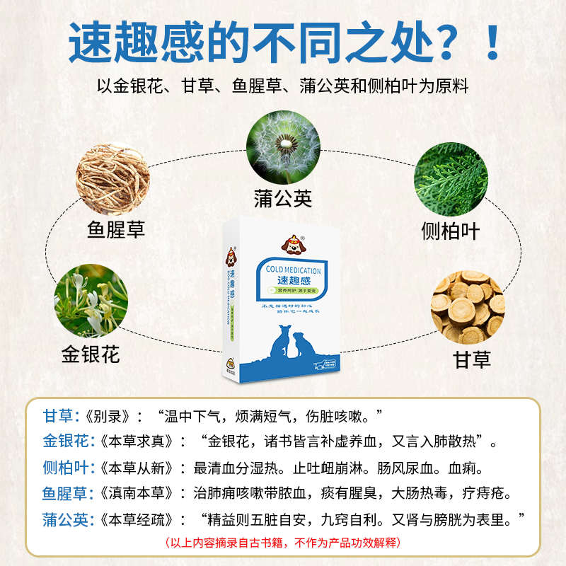 速趣感汪想感咳灵宠物犬狗狗感冒期的营养补充剂可配汪喵阿莫用