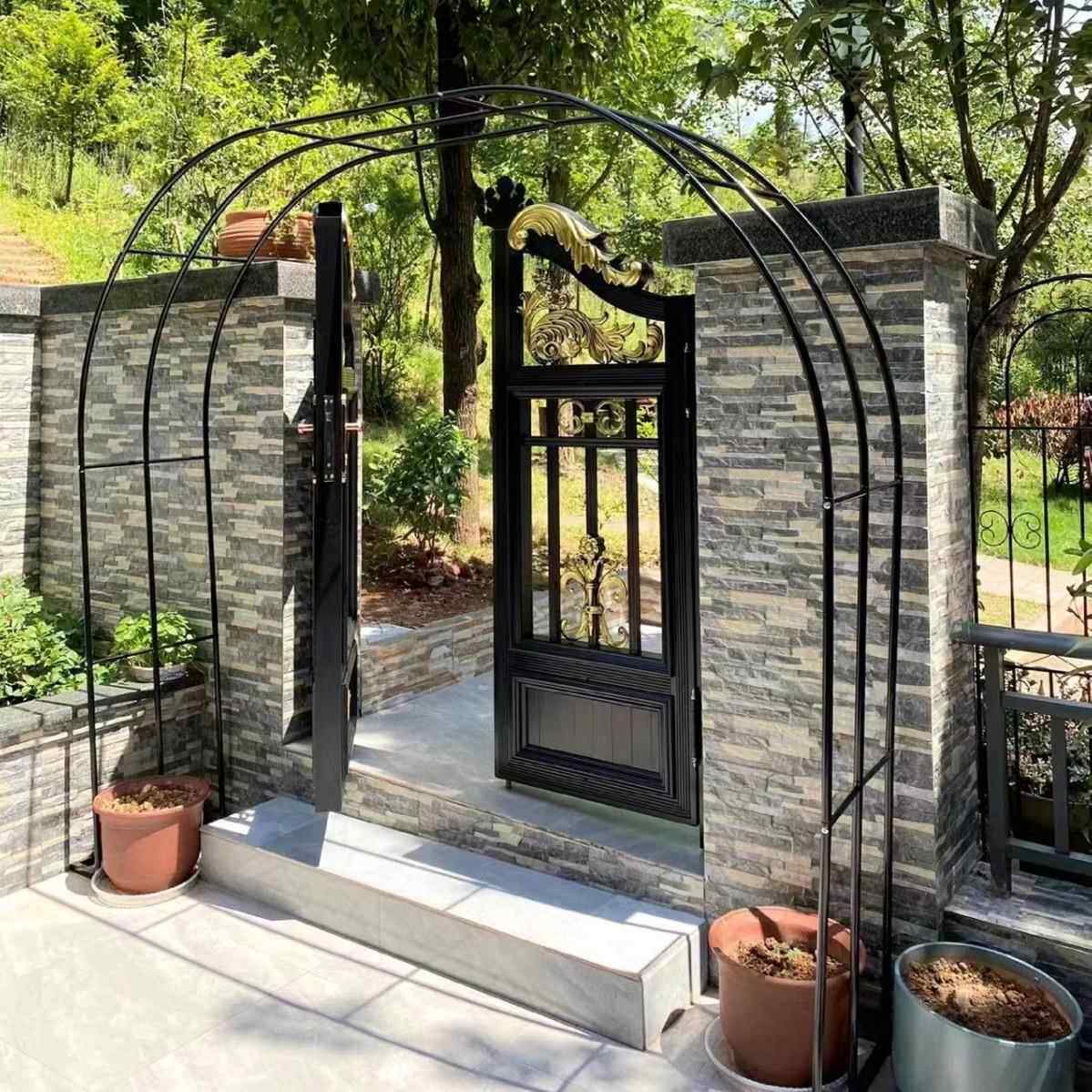 格蔷防锈拱门花架子户外爬藤葡萄架庭院种植花盆水果支架攀爬月季