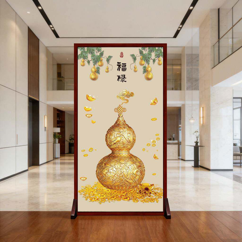 新中式屏风隔断墙客厅进门玄关办公室家用入门卫生间遮挡移动座屏