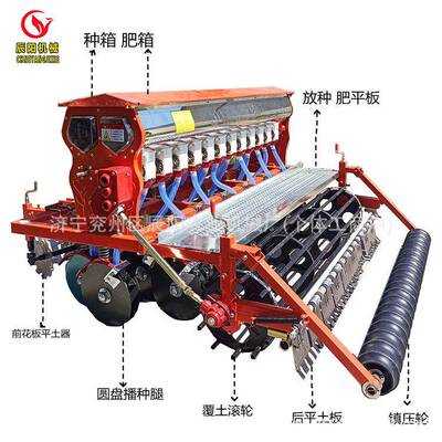多行小麦播种机无级变速四轮车配套多款大豆芝麻播种机下种量可调