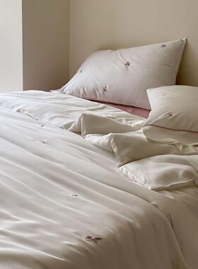 清新6女夏季凉感冰丝夏季0s兰生精丝天MEN裸睡床上用品四件套床笠