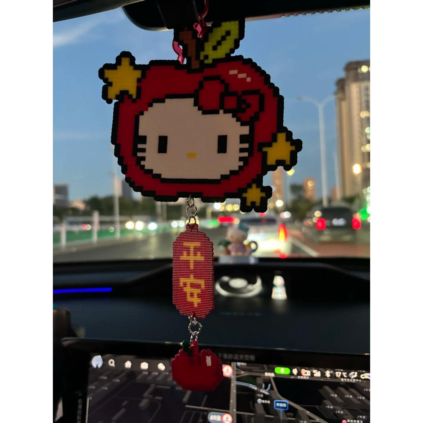 HelloKitty汽车挂件拼豆成品车饰手工车载挂件卡通可爱凯蒂猫平安
