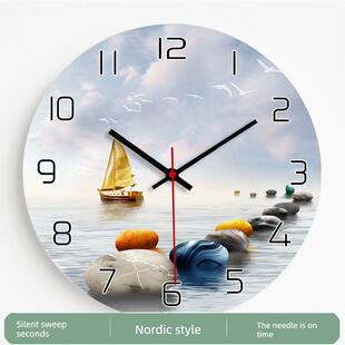 钟安静 卧室挂 中国风石财富现代时尚 创意无障碍豪华挂钟客厅新