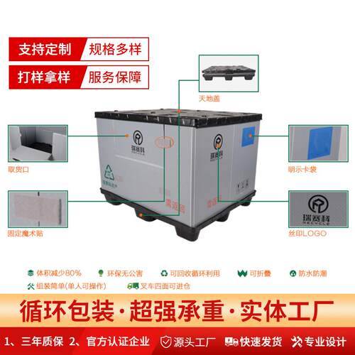 工业塑料周转箱PP可折叠可堆叠蜂窝板围板箱零件周转箱高承重防水