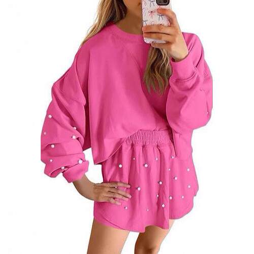 Women's Pearl 2 Piece Outfit Set Oversized Sweatshirt and