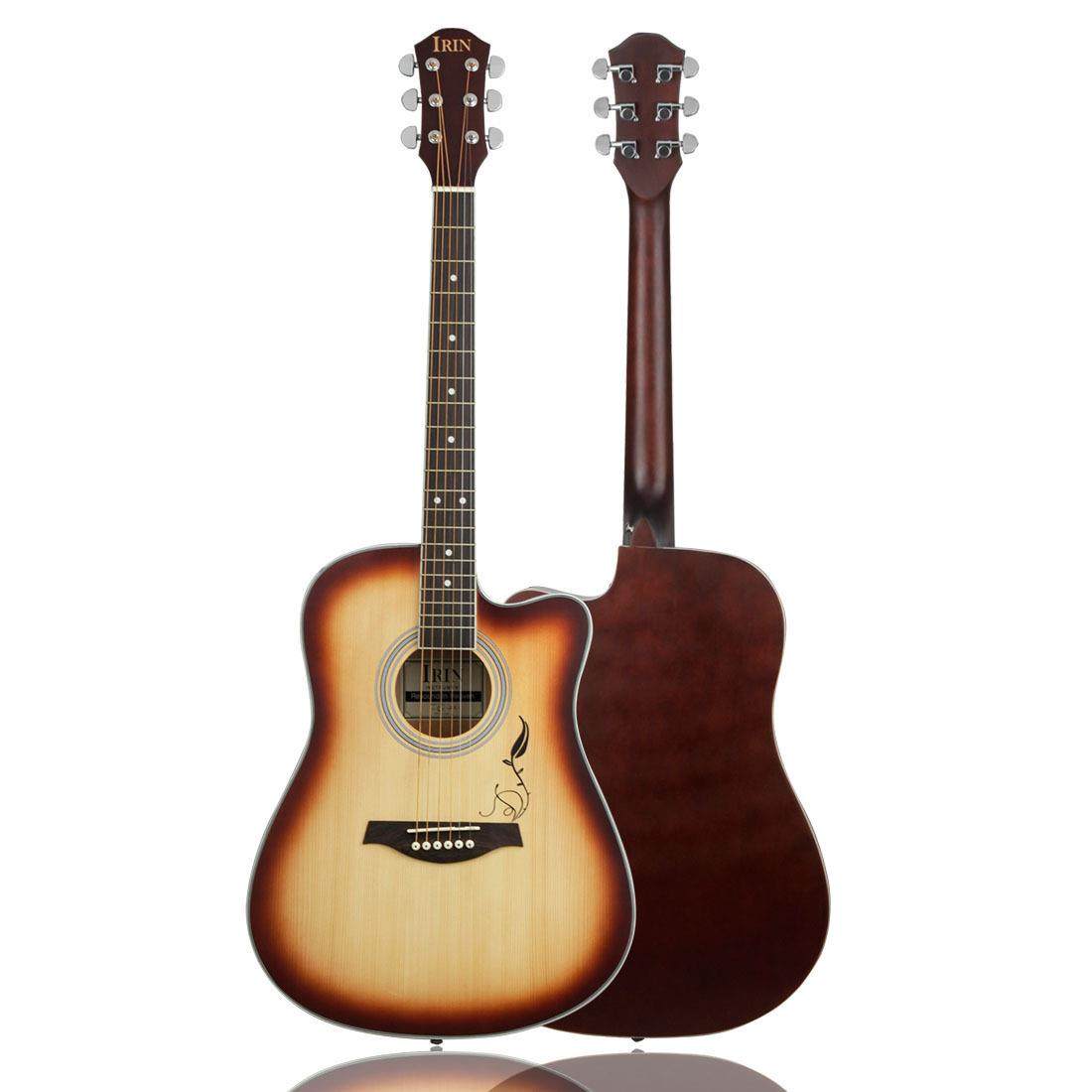 41寸民谣吉他日落色云杉木雕花学生初学者入门男女生木吉他guit