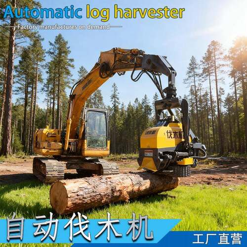 挖掘机全自动伐木机60度旋转砍树机定距截断砍伐抱夹锯
