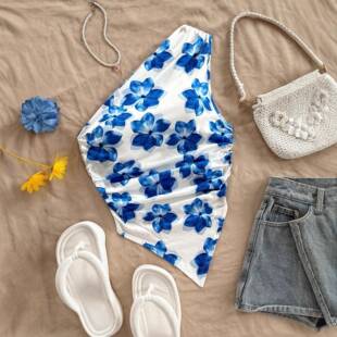 Women's Fashion Summer Casual Floral Print Asymmetric