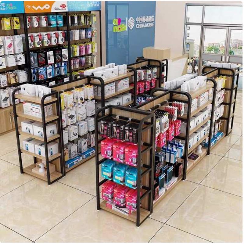 超市货架中岛展示柜零食饰品挂钩架手机配件展架中岛架双面展示架