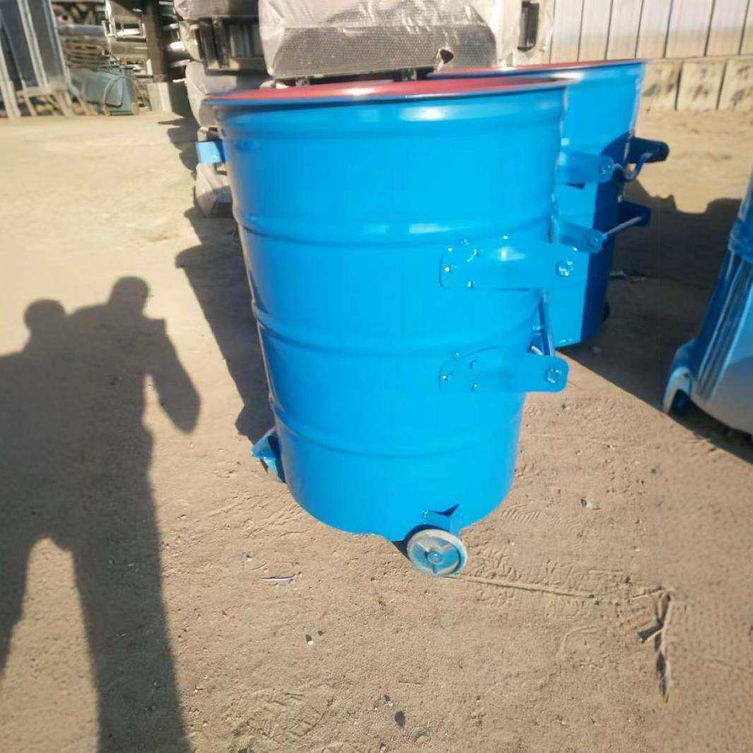 供应铁质厚挂车环卫外圆形勾臂垃圾桶带皮轮铁圆形加8794材质垃户
