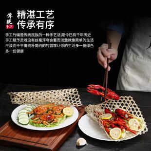 手工竹篦子竹编竹网垫炖鱼防粘锅底网圆形竹达网防糊底神器竹笪片