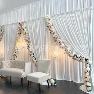 外贸窗帘架户内外适用易装铝合金伸缩背景架double pipe出口