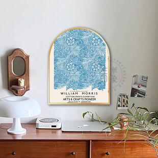 威廉莫里斯的印花装饰画北欧ins风极简客厅饭厅拱形壁挂画摆台画