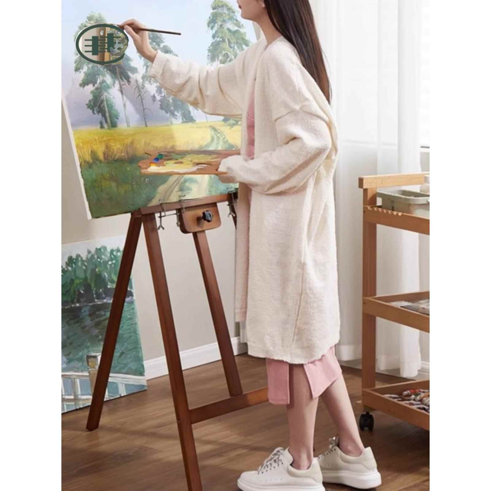 套丰丰胡THT描桃色画架美术生木质支架式画4K2K素板画架装后撑三