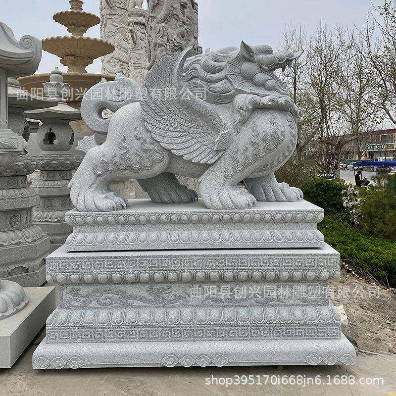 石雕貔貅花岗岩一对中式庭院公司工厂小区门口招财摆件龙九子
