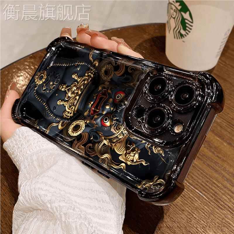 爆款中国风黑财神适用iPhone16苹果15小米14plus新款13手机壳12mini全包防摔保护套11promax