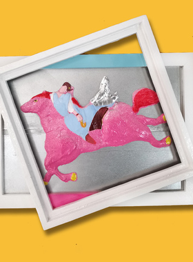 直接购买/周晁装置艺术独版《粉马出巡》治愈系/收藏送礼原创摆件