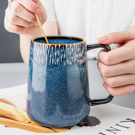 欧式大容量陶瓷水杯家用情侣马克杯大号北欧复古咖啡杯大肚杯子