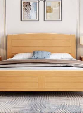 榉木实.木床18中式原双人床1.5米米主卧高箱储物婚床1757木.2m单