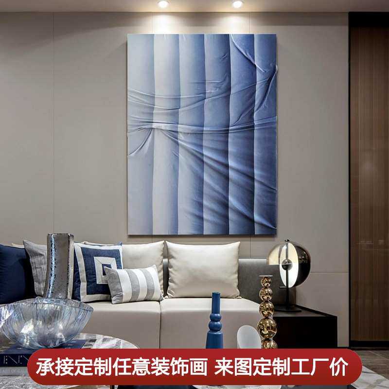 现代客厅玄关走廊壁画手绘抽象竹子实物创意装置画手工布艺挂画