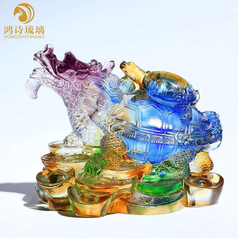 鸿诗琉璃手工艺品金钱龟母子龙龟摆件家居饰品