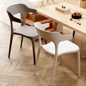 一网红新款 厚加大成人椅牛角椅体成型扶手椅家用商用加快餐靠HWS