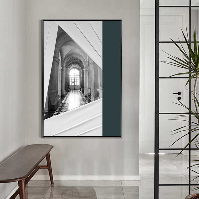 画走廊手工过道艺术挂画现代客厅轻奢实物装置抽象玄关皮革装饰画