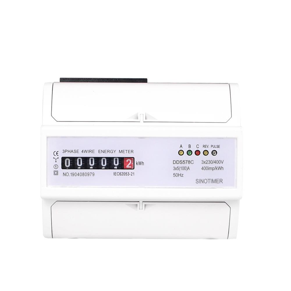 DDS578C三相计数器显示家用380V导轨式电度表7P电能表5(100)A