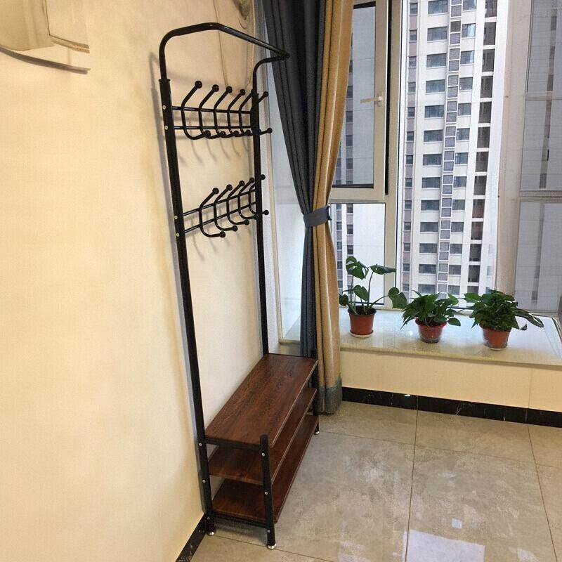 衣帽架落地门厅卧室门口换鞋简约现代鞋架挂衣架一体简易衣服晾晒