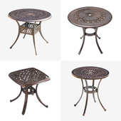 组合户外室内子阳台茶几花园房圆桌铝茶桌艺铸露天铁小桌椅阳光