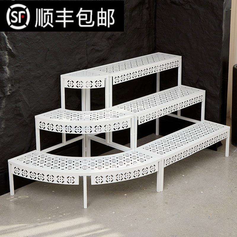 室花架置物架QZ5JH95T阳台院铁艺阶梯落地白式多层内户外庭多肉色