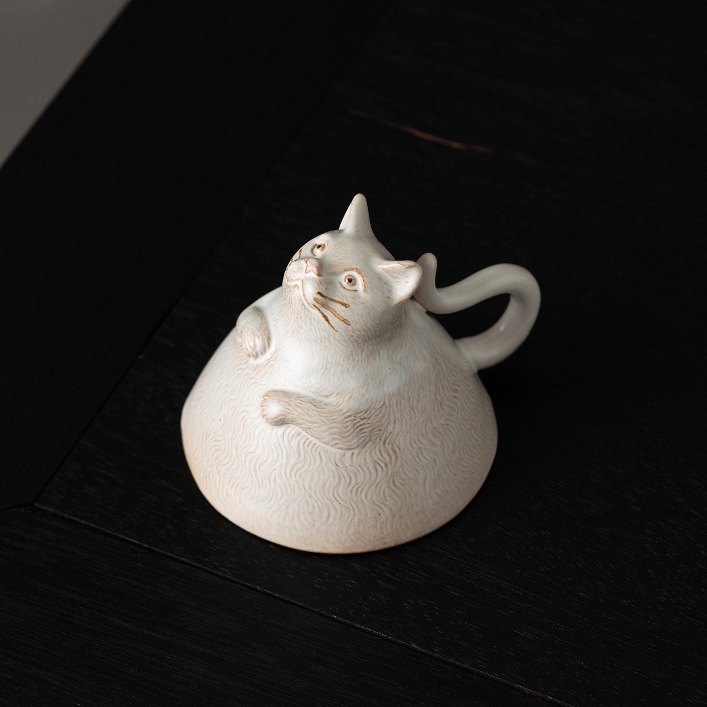 宋朴苏扬烨大师纯手工小猫杯主人杯猫生肖杯礼盒装柴烧手作咖啡杯