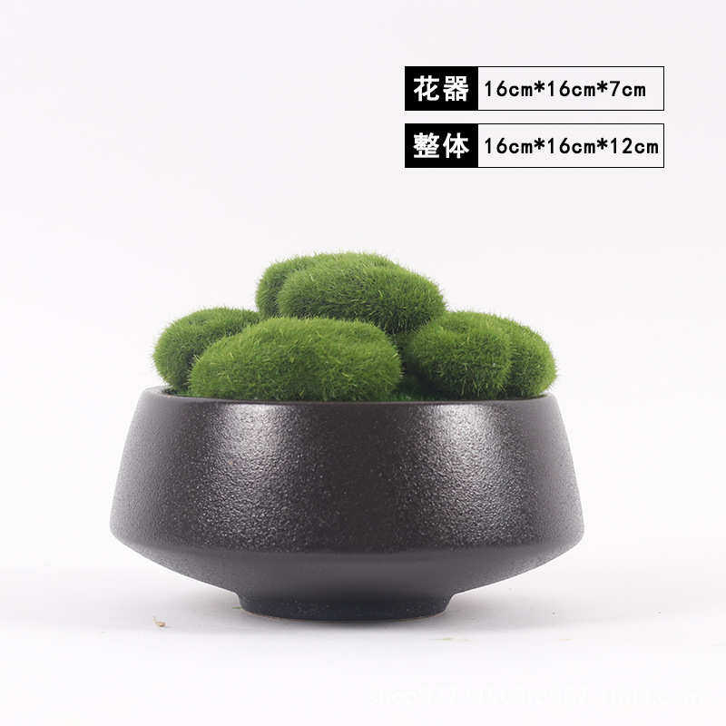 花艺盆栽装饰品售楼部植客厅样板房摆件中式绿软苔藓家居仿真盆景