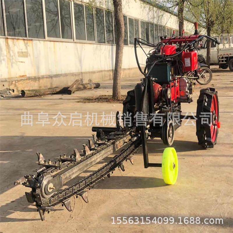 手扶链条开沟机电缆管道挖沟路面挖沟挖槽机履带链式开槽机旋耕机
