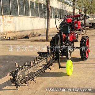 手扶链条开沟机电缆管道挖沟路面挖沟挖槽机履带链式开槽机旋耕机