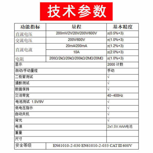 数字万能真烧表万用表手动量程电工小型有效值高精度防智能