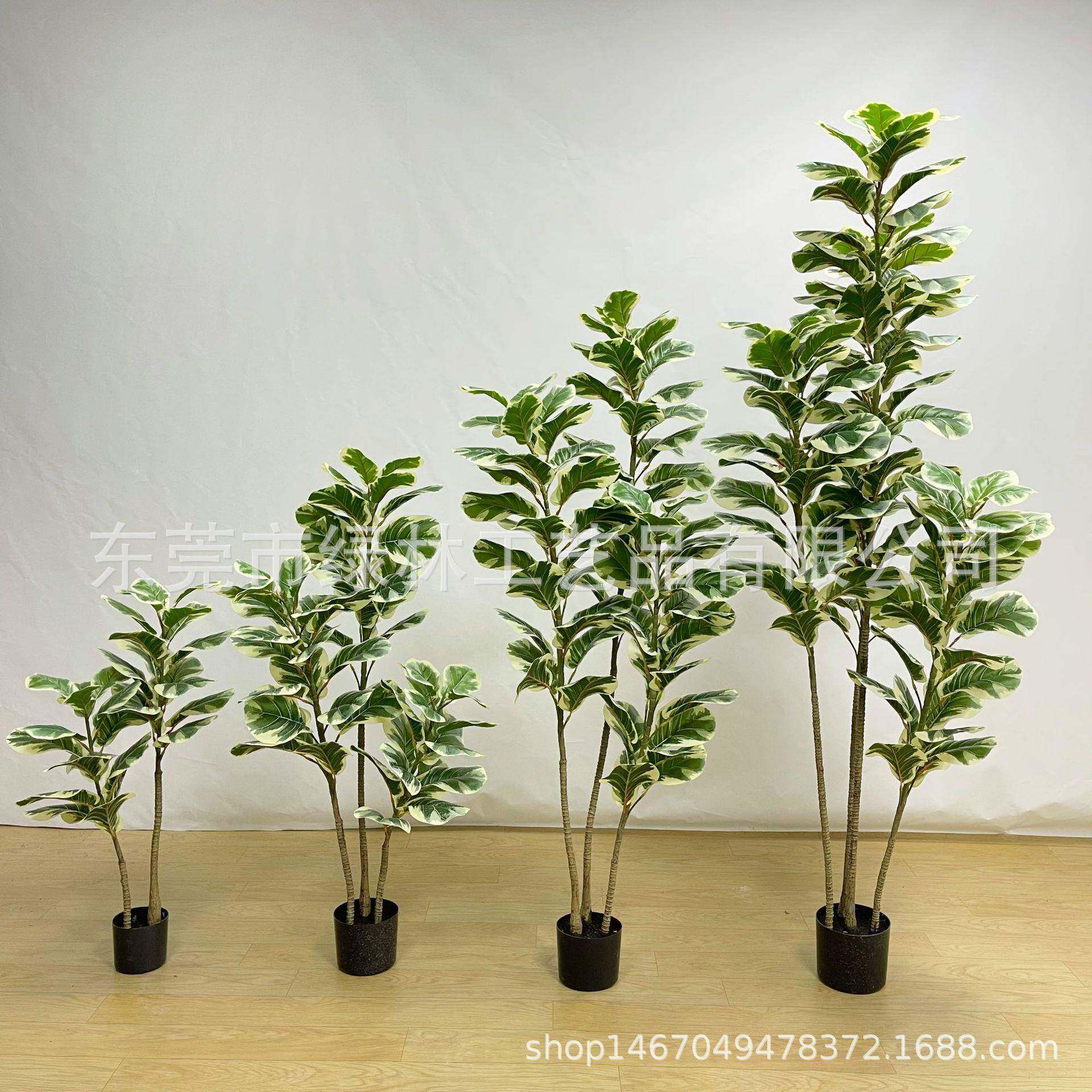 白边琴叶榕仿真盆栽人造橡皮树布叶葫芦树盆景仿真树绿植琴叶榕树