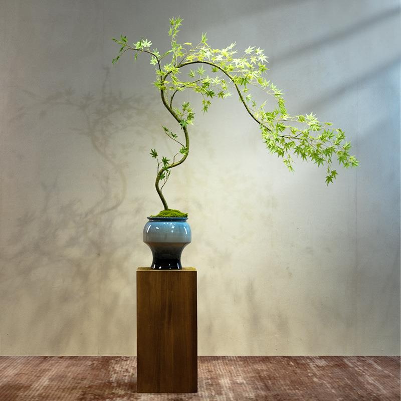 流泉枫仿真绿植假花高级古风新中式茶室装饰禅意玄关摆件小型盆景