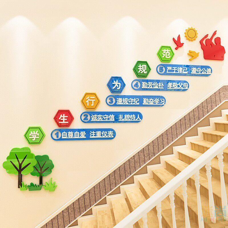 小学生行为规范墙贴班级教室文化墙装饰培训教育机构楼梯走廊贴纸