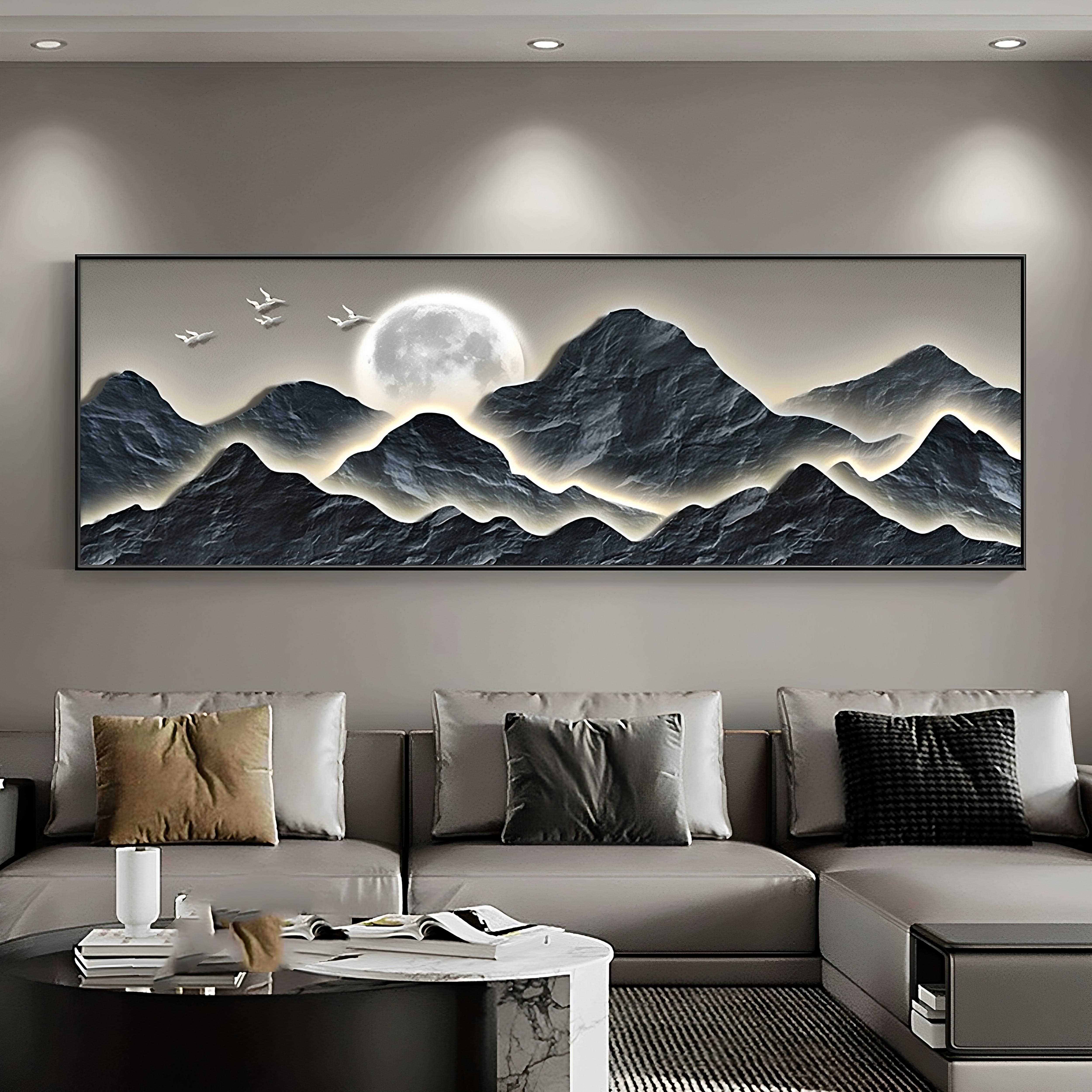 背有靠山现代轻奢客厅沙发装饰画新中式山水挂画茶室办公室墙壁画