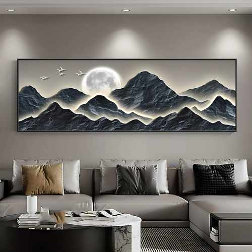 背有靠山现代轻奢客厅沙发装饰画新中式山水挂画茶室办公室墙壁画