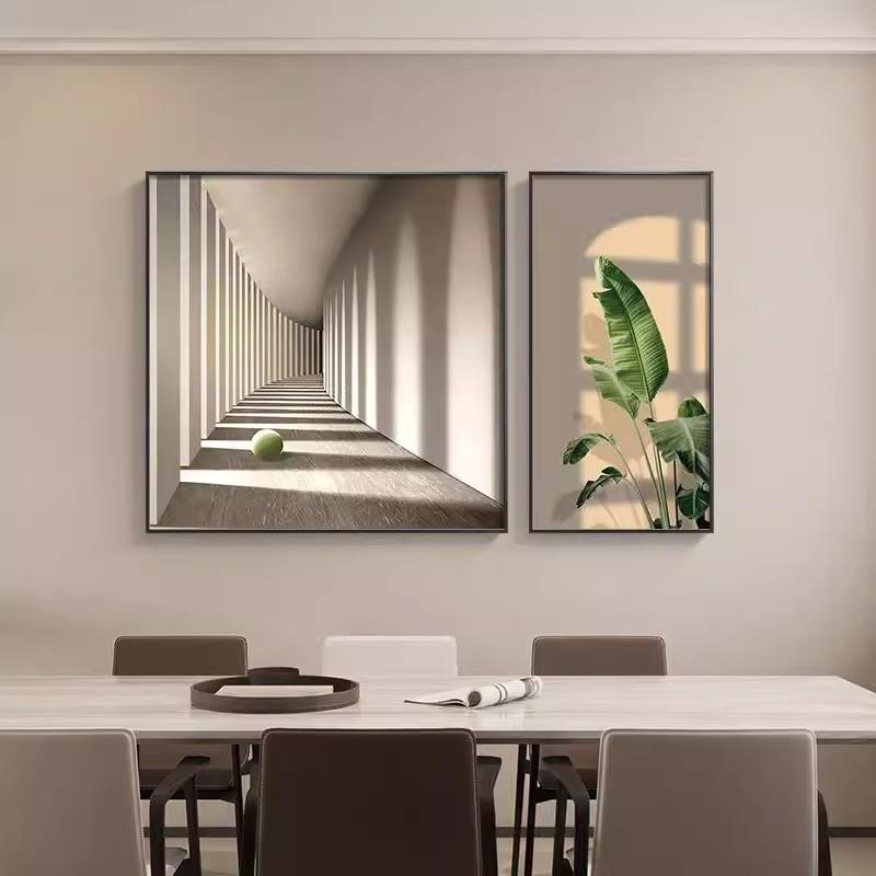 餐厅装饰画现代简约餐桌背景墙面挂画壁画抽象画双联艺术饭厅酒杯图片