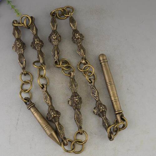 厂家直销古玩杂项铜器收藏黄铜黄铜工艺品摆件狮头九节鞭神鞭鞭子