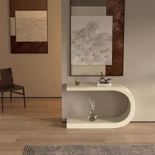 奶油风酒店走廊客厅玄关桌走廊玄关柜入户靠墙条桌现代简约端景台