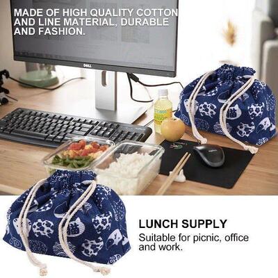 Japanese Design Bento Bag Cotton Linen Lightweight