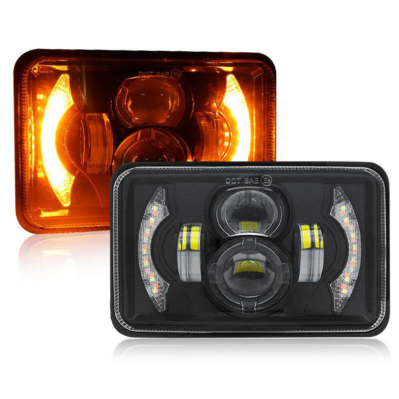 led汽车车灯远近白光+白黄光圈 5寸方型4珠月亮款日行灯186